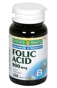 US Nutrition Mineral Supplement Nature's Bounty® Folic Acid 800 mcg Strength Tablet 250 per Bottle