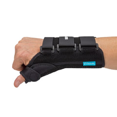 Ossur Wrist Brace with Thumb Spica Ossur® Formfit® Aluminum / Cotton / Polyester Left Hand Black X-Small