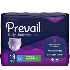 First Quality Female Adult Absorbent Underwear Prevail® For Women Daily Underwear Pull On with Tear Away Seams Large Disposable Heavy Absorbency - M-889082-1344 - Case of 72