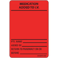 Pre-Printed Label MedVision® Anesthesia Label Red Paper Medication Added To IV Black Medication Instruction 2 X 2-15/16 Inch