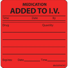 Precision Dynamics Pre-Printed Label MedVision® Anesthesia Label Red Paper Medication Added Black Medication Instruction 2-1/2 X 2-7/16 Inch - M-890020-3262 - Pack of 400