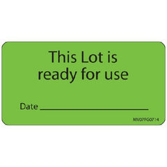 Precision Dynamics Pre-Printed Label MedVision® Instructional Label Green Paper THIS LOT IS ready for use/Date_________ Black Quality Control Label 1-1/2 X 2-15/16 Inch - M-890661-1668 - Roll of 333