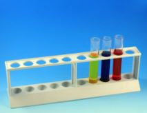 Globe Scientific Test Tube Rack 10 Place 16 to 17 mm Tube Size White