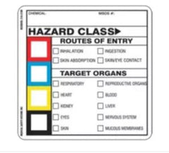 Medical Safety Systems Pre-Printed Label WorkSafe™ Warning Label White Hazard Class Routes of Entry Black / Color Block Biohazard 2 X 2 Inch - M-892007-2014 - Box of 25
