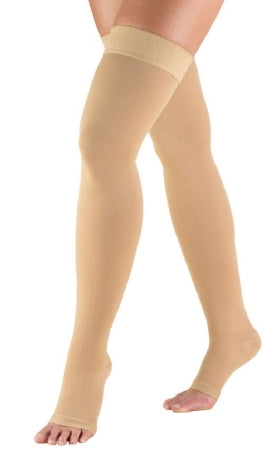 TruForm Compression Stocking Truform® Thigh High Medium Beige Open Toe