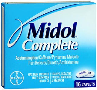Bayer Cramp Relief Midol® Complete 500 mg - 60 mg - 15 mg Strength Acetaminophen / Caffeine / Pyrilamine Maleate Caplet 16 per Box