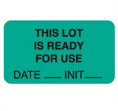 Market Lab Inc Pre-Printed Label Instructional Label Yellow Paper THIS LOT IS READY FOR USE / DATE____ INIT____ Black Quality Control Label 1 X 3-3/4 Inch - M-892869-1365 - Each