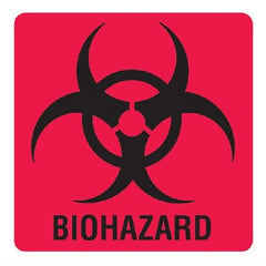 Market Lab Inc Pre-Printed Label Warning Label Red Vinyl BIOHAZARD Black Biohazard 6 X 6 Inch - M-892872-4094 - Each