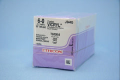 J & J Healthcare Systems Suture with Needle Coated Vicryl™ Absorbable Coated Violet Suture Braided Polyglactin 910 Size 6 - 0 18 Inch Suture Double-Armed 6.5 mm Length 1/4 Circle Spatula Needle