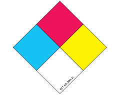 Shamrock Scientific Pre-Printed Label Shamrock Warning Label Blue / Red / White / Yellow Chemical Hazard Symbol Color Block Biohazard 2 X 2 Inch - M-894608-4884 - Box of 1000