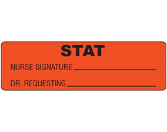 Shamrock Scientific Pre-Printed Label Shamrock Advisory Label Red STAT / NURSE SIGNATURE _____ / DR. REQUESTING _____ Black Alert Label 3/4 X 2-1/2 Inch - M-894609-4864 - Each