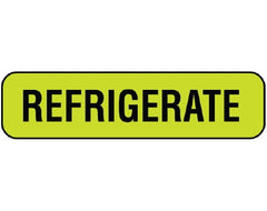 Shamrock Scientific Pre-Printed Label Shamrock Auxiliary Label Chartreuse Vac REFRIGERATE Black Temperature Control 5/16 X 1-1/4 Inch - M-894614-4770 - Roll of 500