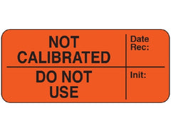 Shamrock Scientific Pre-Printed Label Shamrock Advisory Label Red NOT CALIBRATED Date Rec: / DO NOT USE Init: Black Quality Control Label 1 X 2-1/4 Inch - M-894615-4379 - Roll of 500
