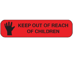 Shamrock Scientific Pre-Printed Label Shamrock Auxiliary Label Red Krome KEEP OUT OF REACH / OF CHILDREN Black Safety and Instructional 3/8 X 1-1/2 Inch - M-894620-4489 - Roll of 1000