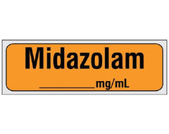 Shamrock Scientific Drug Label Shamrock Anesthesia Label Midazolam_mg/mL Orange 1/2 X 1 Inch - M-894621-1398 - Roll of 500