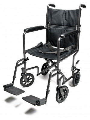 Graham-Field Transport Chair Steel Frame Full Length / Padded Arm Black Upholstery