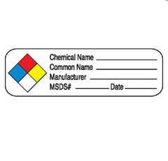Market Lab Inc Pre-Printed Label Warning Label White Paper Chemical Name _____ / Common Name ______ / Manufacturer _______ MSDS# ______ Date ____ Black Biohazard 3/4 X 2-1/2 Inch - M-895042-1960 - Box of 250