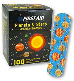Medibadge Adhesive Strip American® White Cross 3/4 X 3 Inch Plastic Rectangle Kid Design (Planets / Stars) Sterile