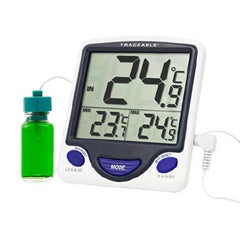 Cole-Parmer Inst. Digital Refrigerator / Freezer Thermometer Traceable® Fahrenheit / Celsius -58° to +158°F (-50° to +70°C) Bottle Probe Multiple Mounting Options Battery Operated