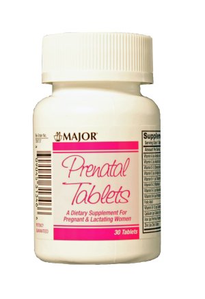Major Pharmaceuticals Prenatal Vitamin Supplement Major® Vitamin / Folic Acid 27 mg - 0.8 mg Strength Tablet 30 per Bottle