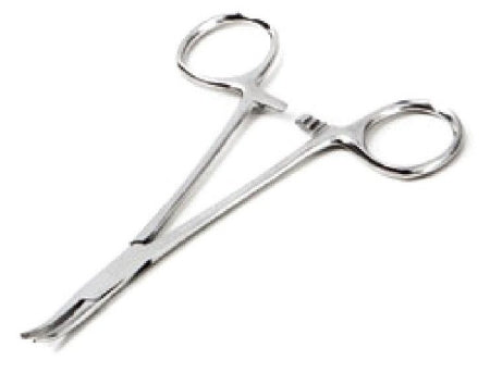 American Diagnostic Corp Hemostatic Forceps ADC® Kelly 5-1/2 Inch Length Floor Grade Stainless Steel NonSterile Ratchet Lock Finger Ring Handle Curved Serrated Jaws - M-899144-4600 - Each