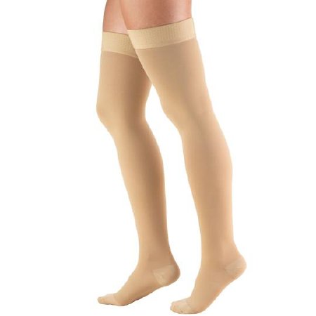 TruForm Compression Stocking Truform® Thigh High Large Beige Closed Toe