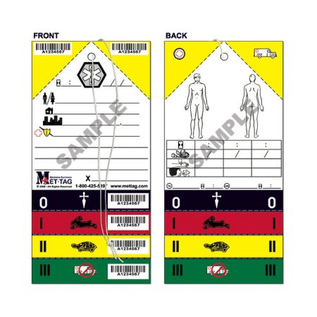 Mettag Products Inc Triage Tag Mettag® For Emergency Sites White / Yellow / Green 4 X 8-1/4 Inch Blood / Water Proof - M-902733-2948 - Box of 50