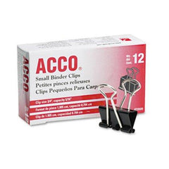 Acco Binder Clips, Small, Black/Silver, Dozen