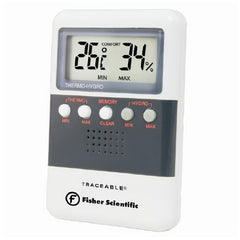 PANTek Technologies LLC Digital Thermometer / Hygrometer Fisherbrand™ Traceable® Fahrenheit / Celsius 32° to 112° (0° to 50°C) Solid State Sensors Flip-out Stand / Wall Mount Battery Operated