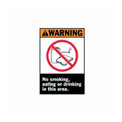 Fisher Scientific Wall Sign Caution Brady™ Warning: No Smoking Eating or Drinking In This Area - M-903033-3782 - Each