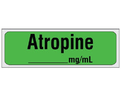 Shamrock Scientific Drug Label Shamrock Anesthesia Label ATROPINE / _____ mg / mL Green 1/2 X 1 Inch - M-903569-4252 - Roll of 500
