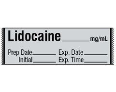 Shamrock Scientific Drug Label Shamrock Anesthesia Label LIDOCAINE _____ mg / mL / Prep Date _____ Exp. Date _____ / Initial _____ Exp. Time _____ Gray 1/2 X 1 Inch - M-903570-4955 - Roll of 500