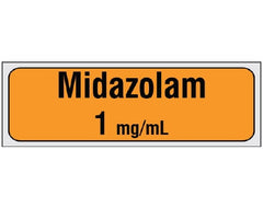Shamrock Scientific Drug Label Shamrock Anesthesia Label Midazolam / 1 mg / mL Orange 1/2 X 1 Inch - M-903572-2392 - Roll of 500