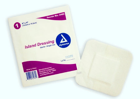 Dynarex Adhesive Dressing Dynarex 4 X 4 Inch Nonwoven / Cotton Square White Sterile