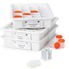 Market Lab Inc Urine Sample Tray 3.5 X 13.5 X 19.5 Inch, Holds 24 Cups with up to 2.75 Inch dia., With Labels, 6 X 4, 18 X 12 Array Configuration, 24 Compartments