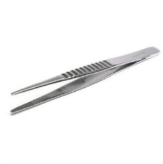 Market Lab Inc Tweezers 5 Inch Length Stainless Steel NonSterile NonLocking Thumb Handle Straight Blunt Serrated Tips - M-903812-4590 - Each