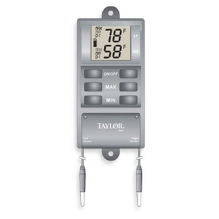 Grainger Digital Thermometer Fahrenheit / Celsius -20° to +120°F (-29° to +50°C) 2 External Probes Wall Mount Battery Operated