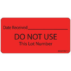 Pre-Printed / Write On Label MedVision® Communication Fill In Red Paper DATE RECEIVED_______/DO NOT USE This Lot Number Black Quality Control Label 1-1/2 X 2-15/16 Inch
