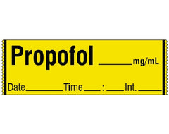 Shamrock Scientific Drug Label Shamrock Anesthesia Label PROPOFOL _____ mg / mL / Date _____ Time _____ Int. _____ Yellow 1/2 X 1 Inch - M-905649-1012 - Roll of 1