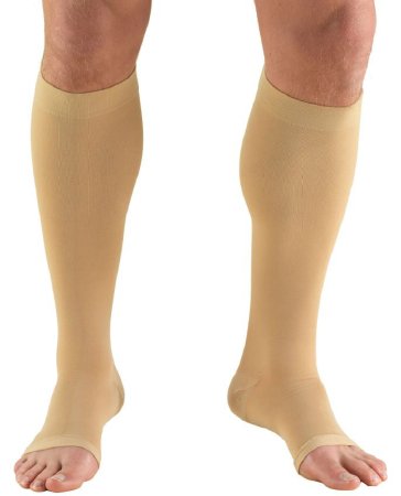 TruForm Compression Stocking Truform® Knee High 2X-Large Beige Open Toe