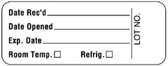 United Ad Label Pre-Printed / Write On Label Communication Fill In White Paper Date Rec'd___________Date Opened___________Exp. Date___________Room Temp. Refrig. Lot No. Quality Control Label 7/8 X 2-1/4 Inch - M-905784-4092 - Roll of 1
