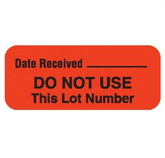 Market Lab Inc Pre-Printed / Write On Label Communication Fill In Orange Paper Date Received _________ / DO NOT USE This Lot Number Black Quality Control Label 31/50 X 1-1/2 Inch - M-905947-3227 - Each