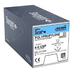 Surgical Specialties Suture with Needle Surgical Specialties™ Nonabsorbable Uncoated Blue Suture Monofilament Polypropylene Suture Size 4 - 0 18 Inch Suture 1-Needle 13 mm Length 3/8 Circle Precision Reverse Cutting Needle