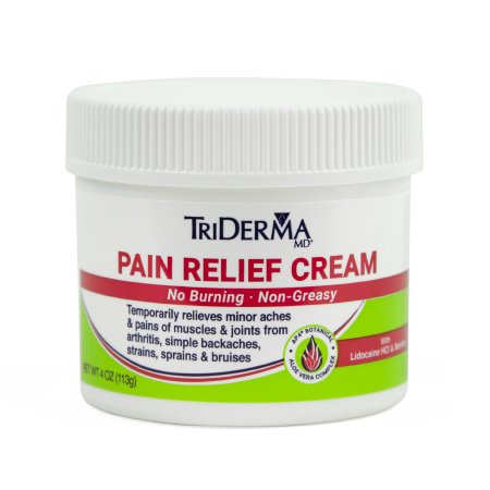 Genuine Virgin Aloe Corp dba Triderma Topical Pain Relief TriDerma MD® 4% - 1.25% Strength Lidocaine / Menthol Cream 4 oz.