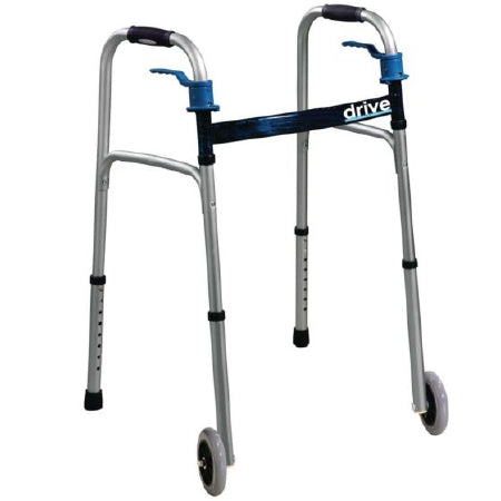 Patterson Medical Supply Dual Release Folding Walker Adjustable Height Deluxe Aluminum Frame 350 lbs. Weight Capacity 26 to 33-1/2 Inch Height
