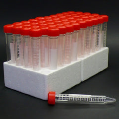 Globe Scientific Centrifuge Tube Conical Bottom Plain 17 X 120 mm 15 mL Red Screw Cap Polystyrene Tube