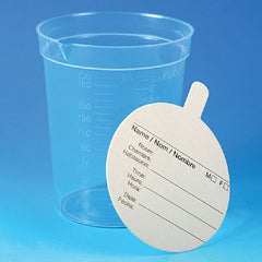 Globe Scientific Specimen Container with Pour Spout 2-1/8 X 3-7/16 Inch Polypropylene 192 mL (6.5 oz.) Paper Lid Patient Information NonSterile