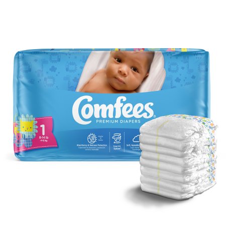 Attends Healthcare Products Unisex Baby Diaper Comfees® Size 1 Disposable Moderate Absorbency - M-907019-3830 - Bag of 50