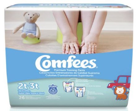 Attends Healthcare Products Male Toddler Training Pants Comfees® Pull On with Tear Away Seams Size 2T to 3T Disposable Moderate Absorbency - M-907037-4469 - Case of 156