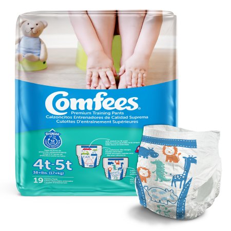 Attends Healthcare Products Male Toddler Training Pants Comfees® Pull On with Tear Away Seams Size 4T to 5T Disposable Moderate Absorbency - M-907039-4690 - Case of 114